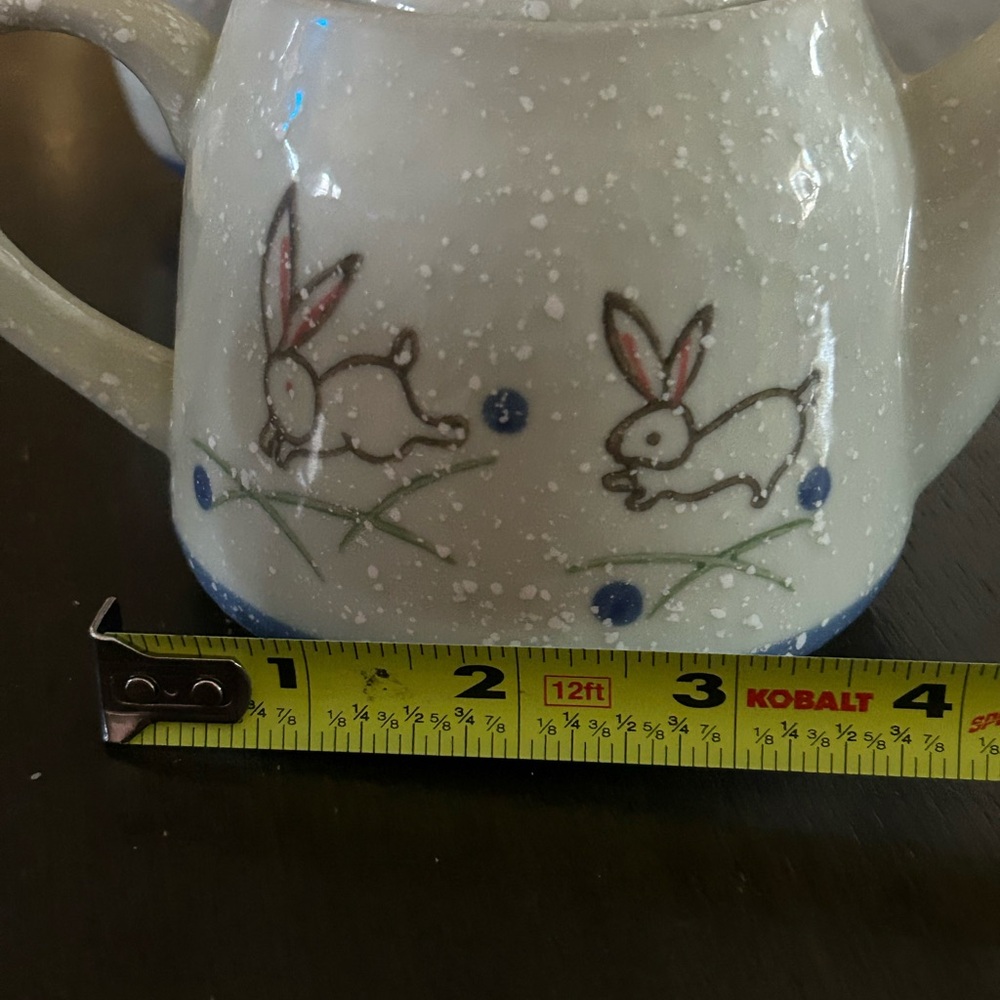 Whimsical Rabbit Ceramic Tea Set - Cream and Blue - Picture 3 of 11
